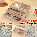 Three-layer Flannel Jewelry Earrings Earrings Dust-proof Drawer-type Box