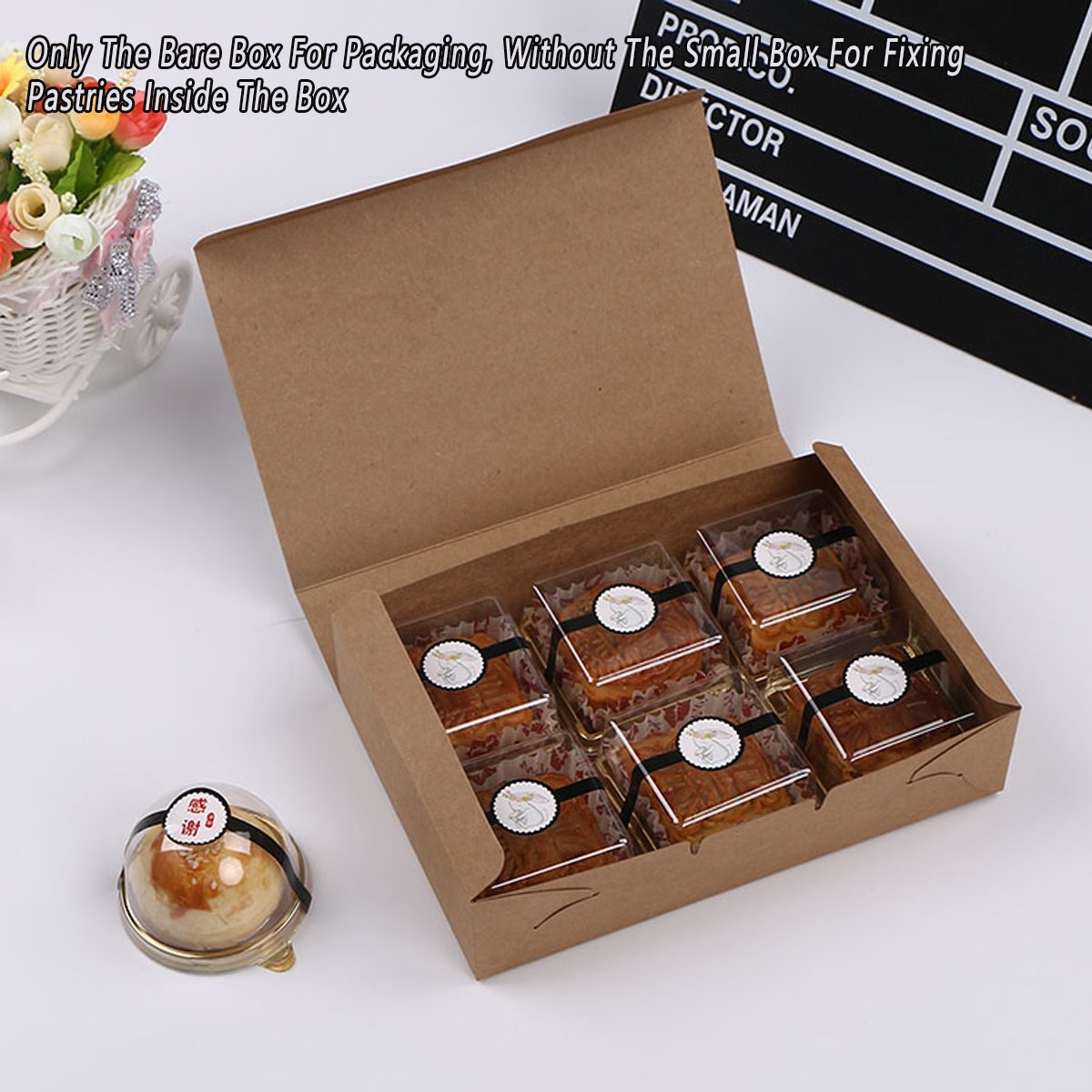 25PCS Kraft Paper Moon Cake Cookie Hand  Packaging Box