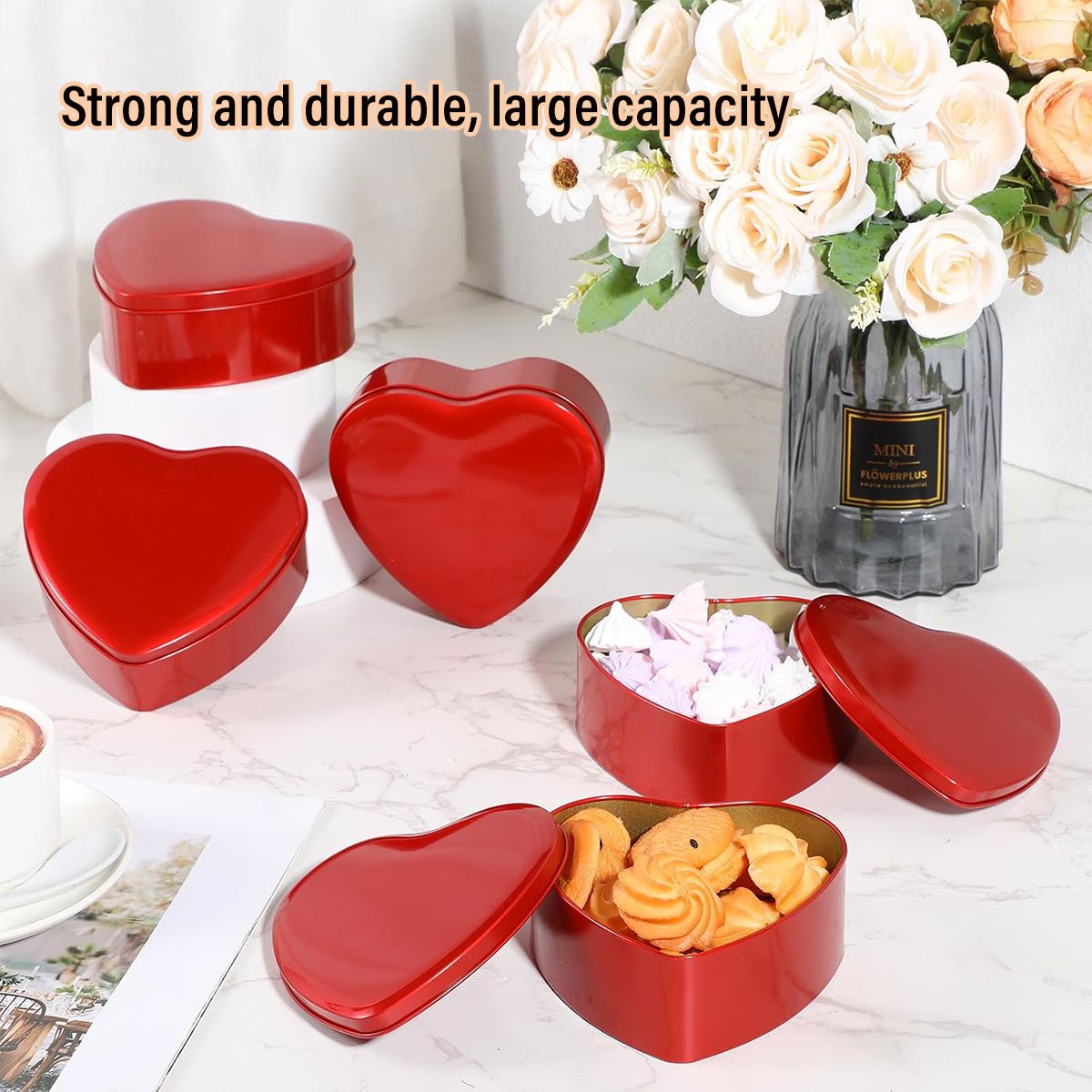 Love Square Tinplate Box Red 10PCS