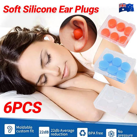 6PCS Soft Silicone Ear Plugs Comfortable Adjustable Sleep Anti Snore Moldable