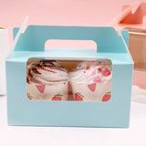 Food-Grade Cardboard Portable Cupcake Packaging Boxes with Window 25pcs