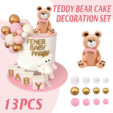 Bear Cake Decorations Supplies 13PCS