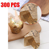 300PCS Newspaper Style Wrappers Cups Cake Box Liners