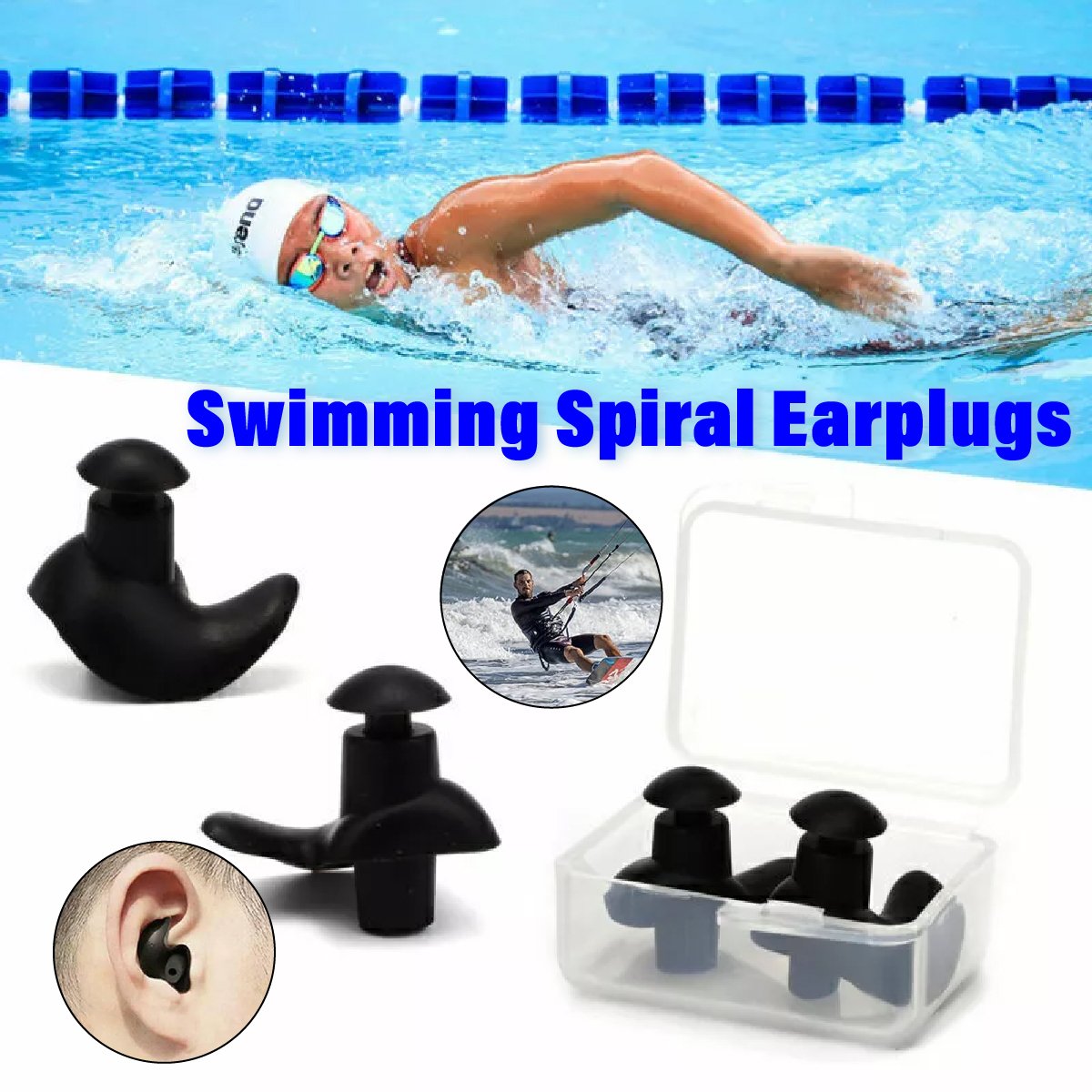 Silicone Swim Earplugs Swimmer Waterproof Antinoise Earplug 1 Pairs