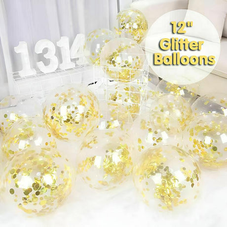 30cm Confetti Balloons Glitter Clear Latex 10PCS