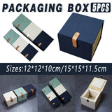 Flap Closure Gift Boxes Fabric Packaging for Small Gifts 5pcs