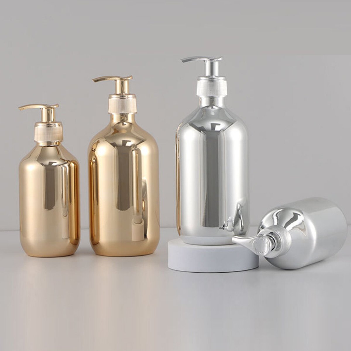 Pump Dispensing Bottle 5-Pack PET Silver and Gold 300ml/500ml