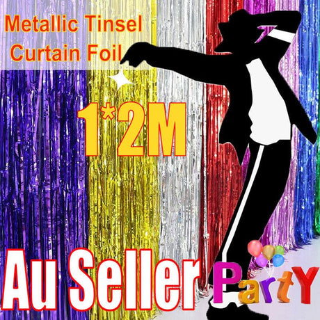 Metallic Tinsel Curtain Backdrop Party Decoration 1PC