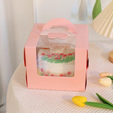 Pink Cake Boxes Food-Grade Cardboard with Window 25PCS