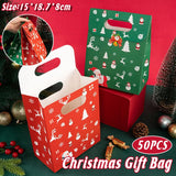 50PCSChristmas Candy Biscuit Packaging Box Small Gift Bag for Baking Hand Treats