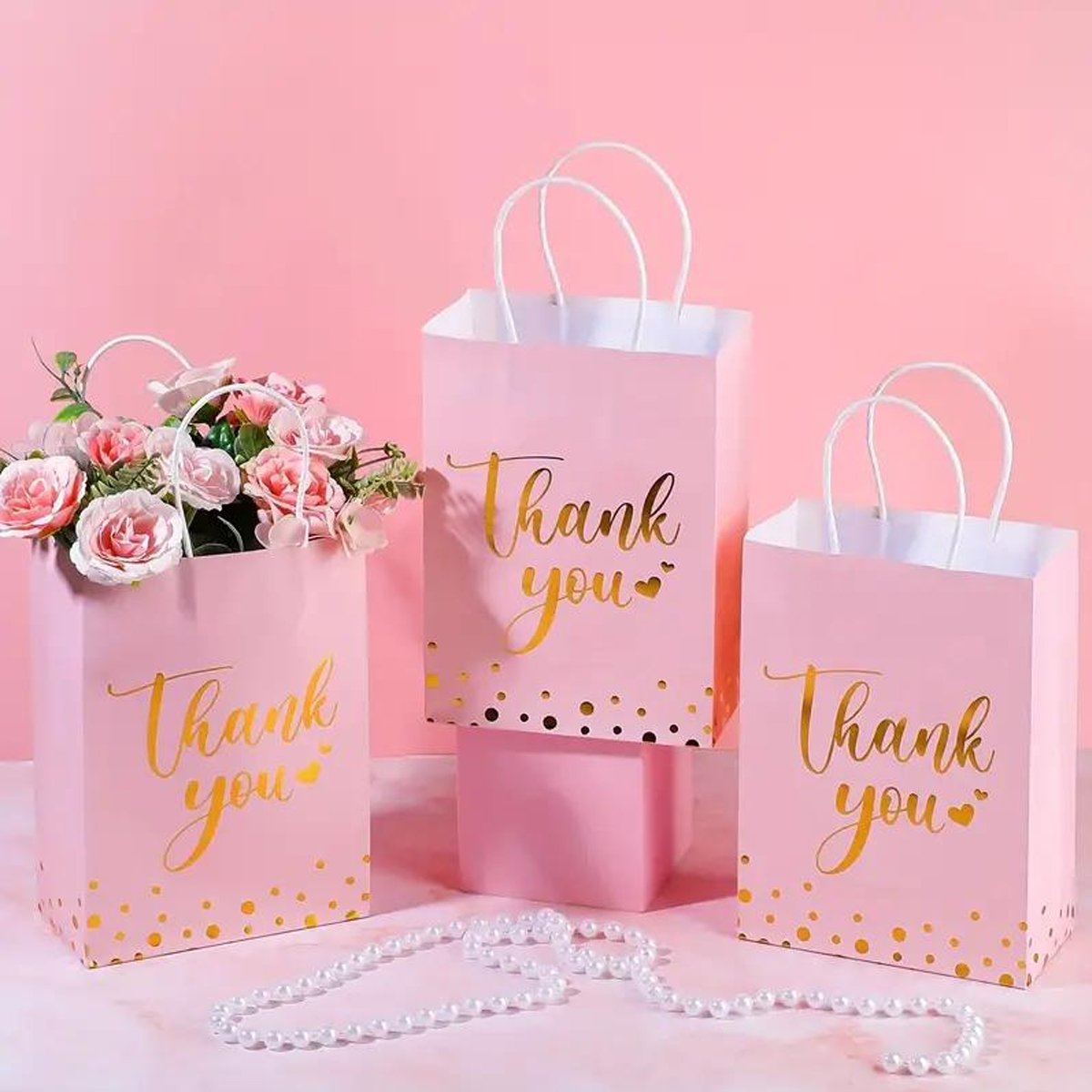 25pcs Reusable Kraft Paper Tote Bags for Wedding Birthday Party Gift Favour Bags