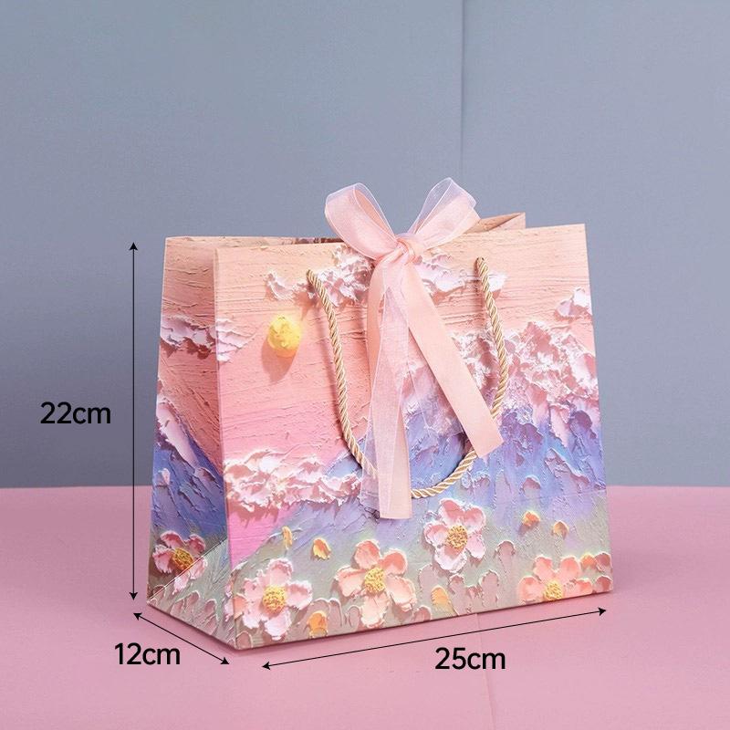 High-Quality Paper Oil Painting Gift Paper Bags Set 10PCS