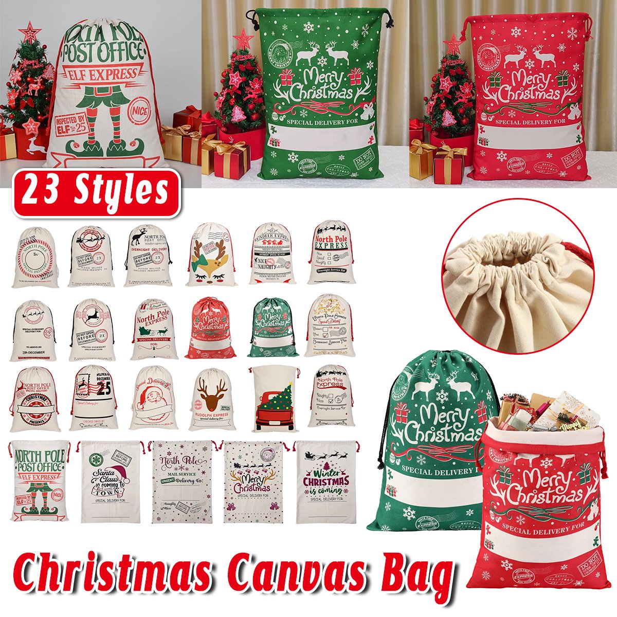 Large Christmas Sacks Jumbo Large Santa Gift Sack Bag Gifts Stocking Present