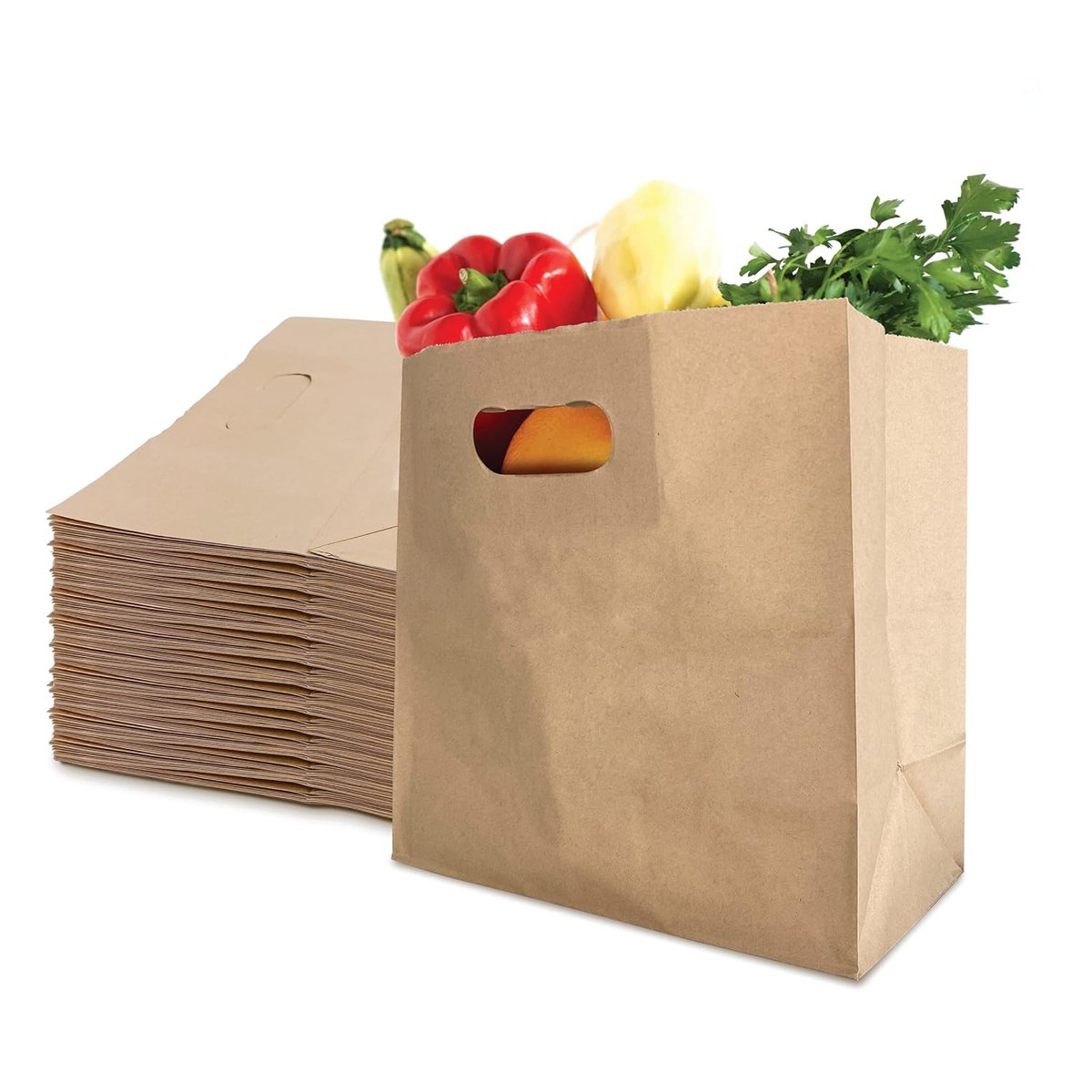 Kraft Paper Tote Bag Takeaway Bag 50PCS