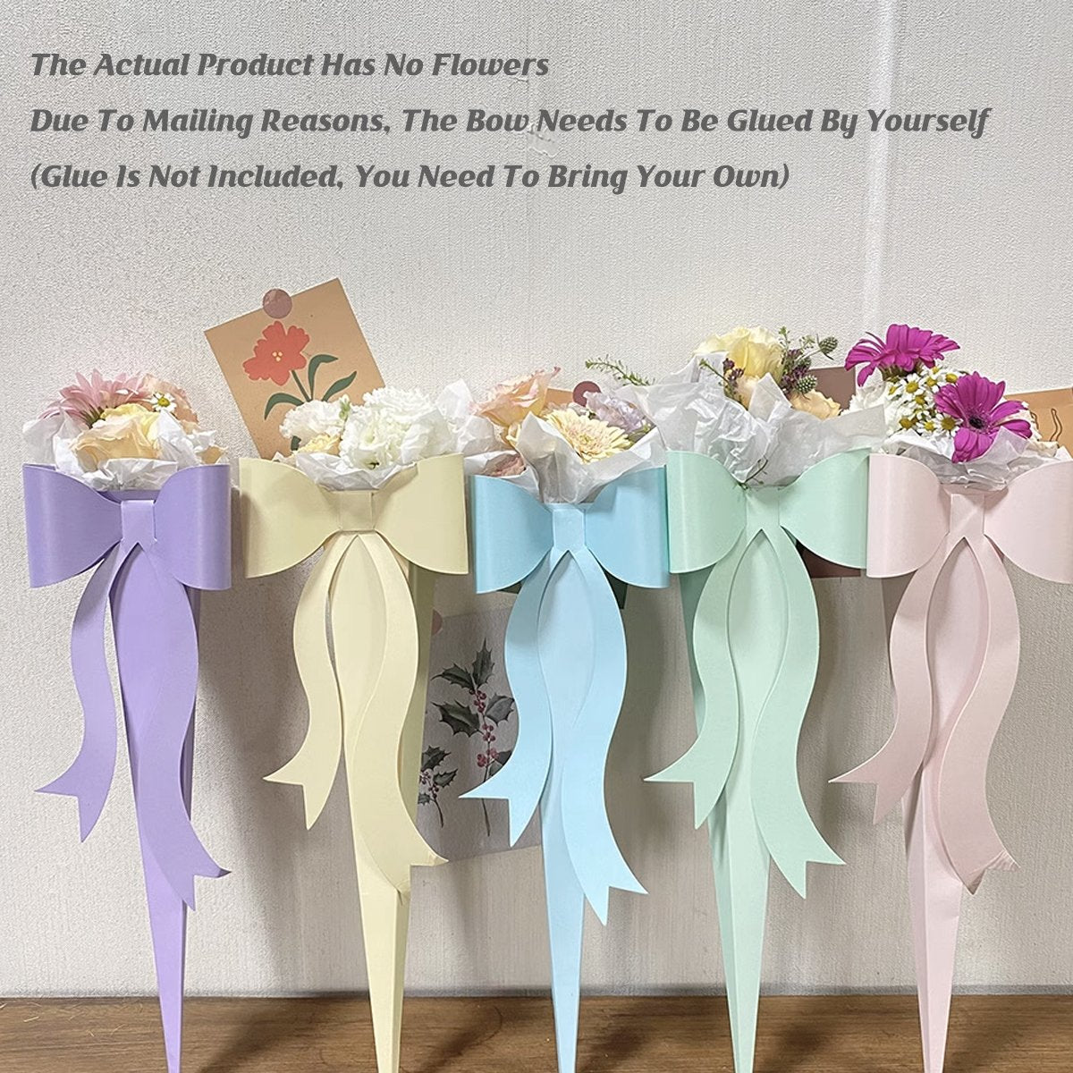 Bow Knot Flower Bouquet Boxes Durable Paperboard Elegant Floral Gift 10PCS