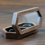 Black Walnut Wooden Ring Box Jewelry 1Pack