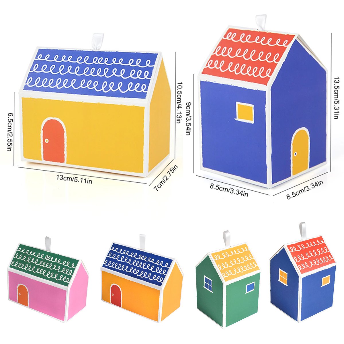 Add a touch of whimsy and colour to your next event with these charming small house gift boxes. 