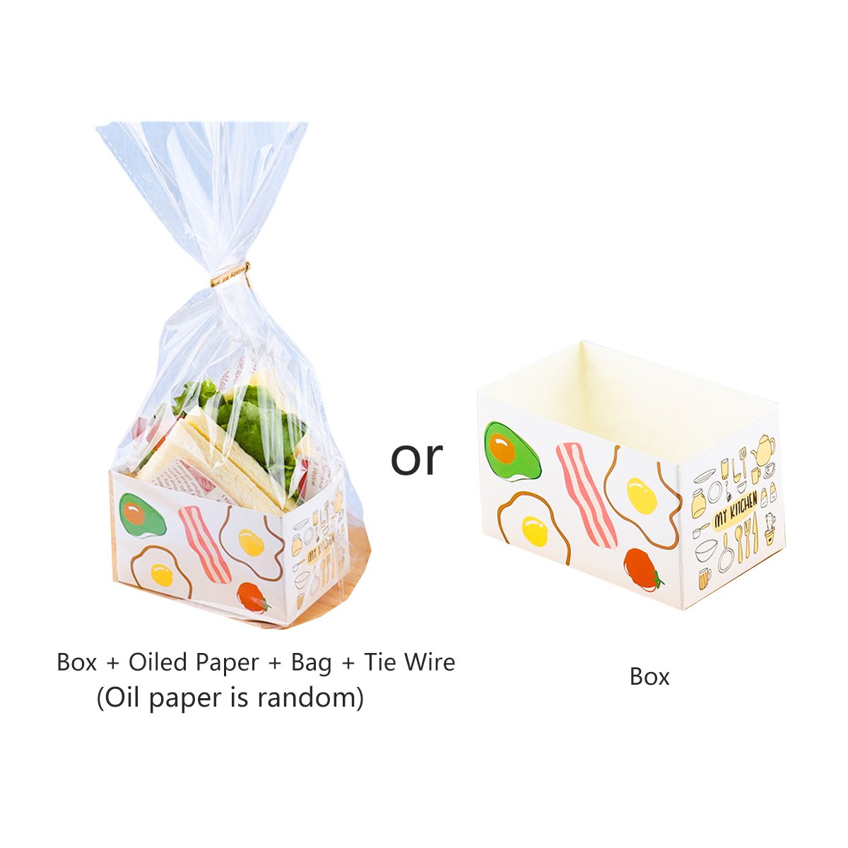 Paper Sandwich Boxes with Multicoloured Designs 100PCS