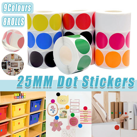 Colored Round Seal Stickers 8 Rolls