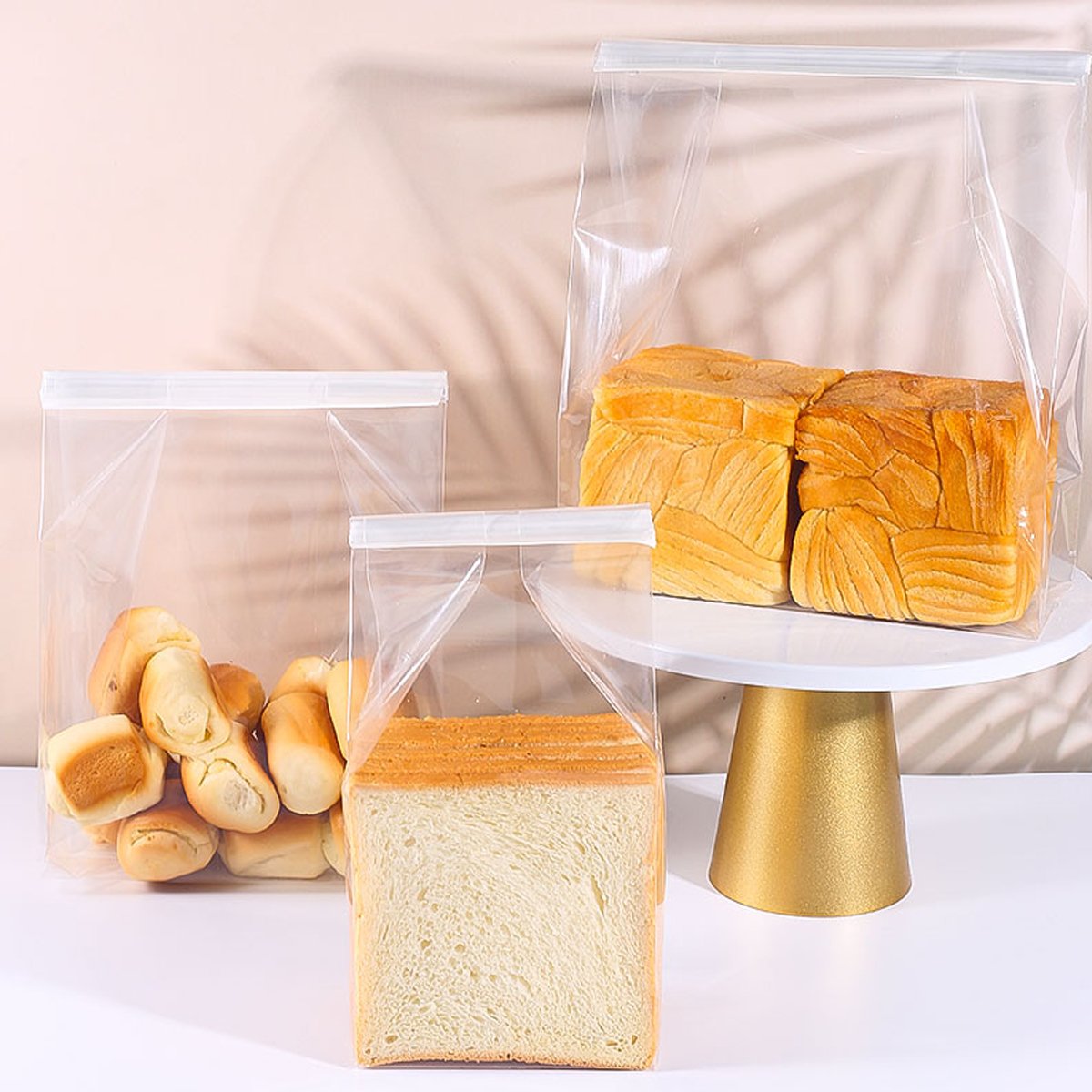 50pcs Resealable Clear Bread Toast Bags Food Storage Airtight Packaging Bags