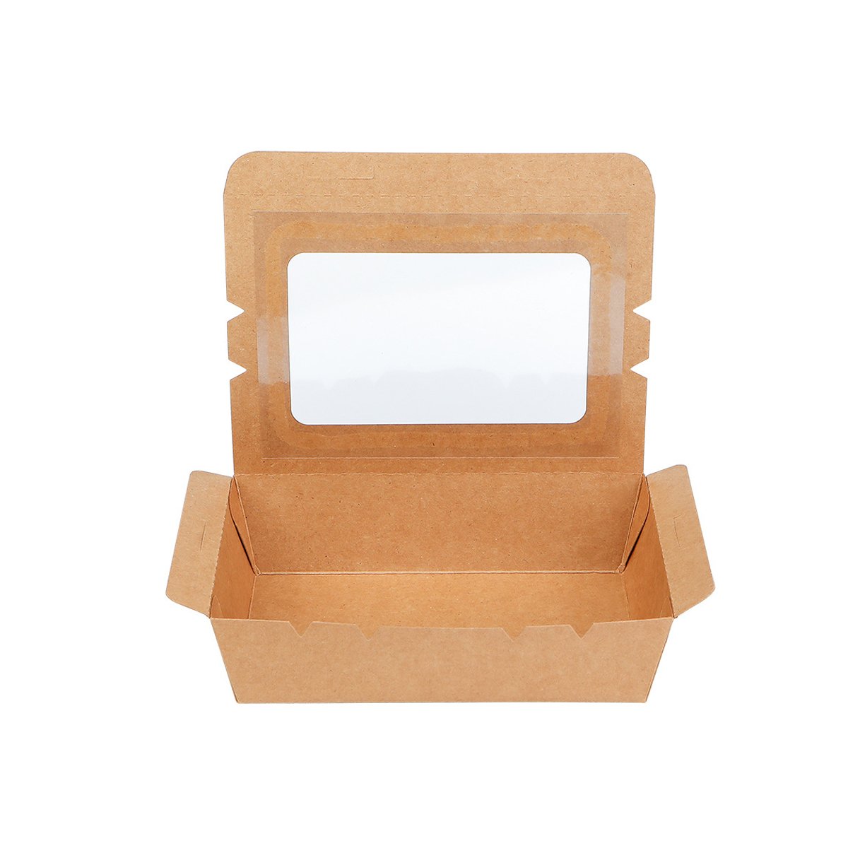 50pcs Kraft Paper Take Out Box Salad Fried Chicken Lunch Box with Open Window