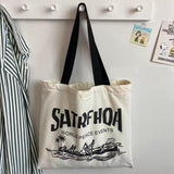 High-Quality Durable Canvas Shoulder Bags for Students and Shoppers 1pc