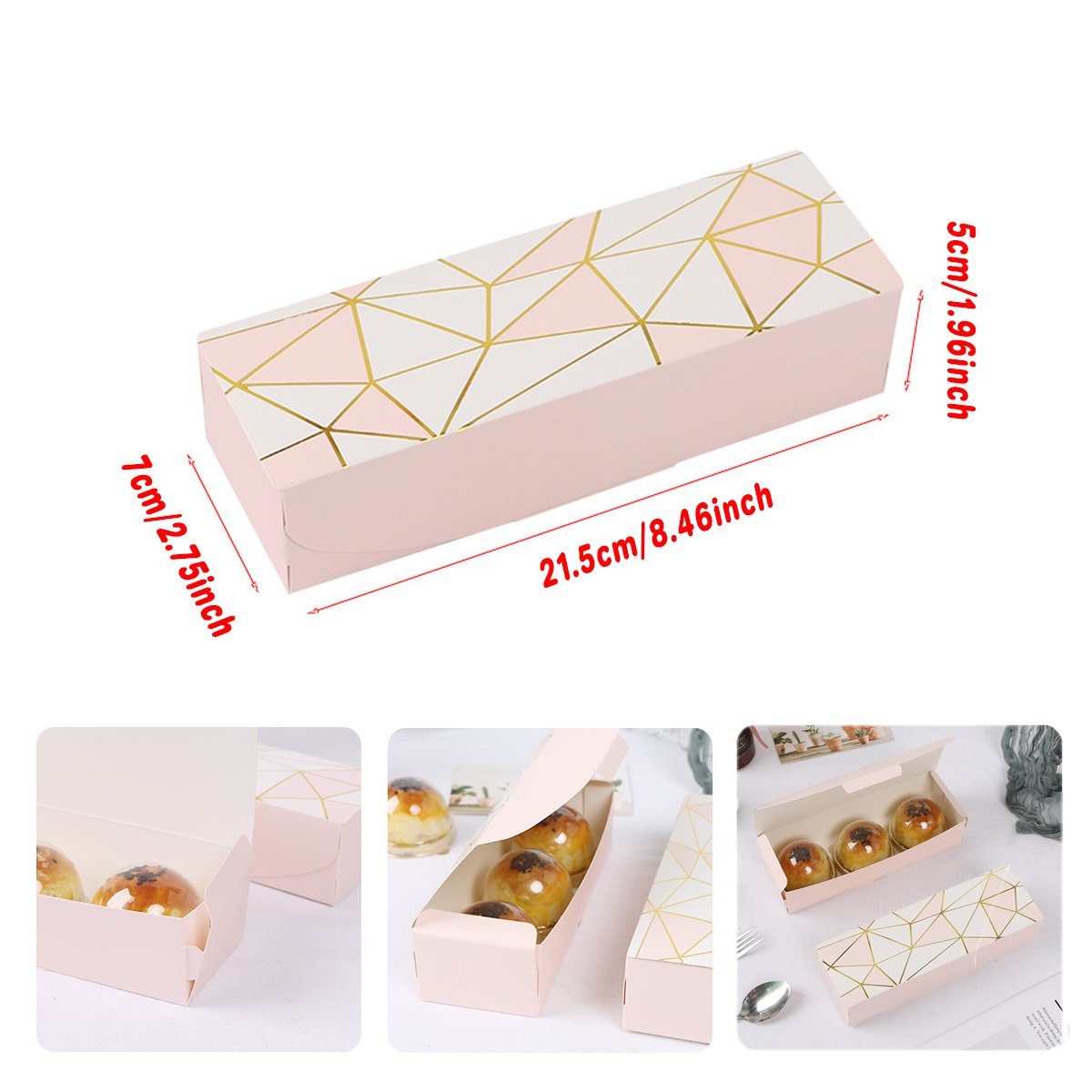 Long Strip Pastry Boxes Food-Grade Cardboard Elegant Design 25pcs