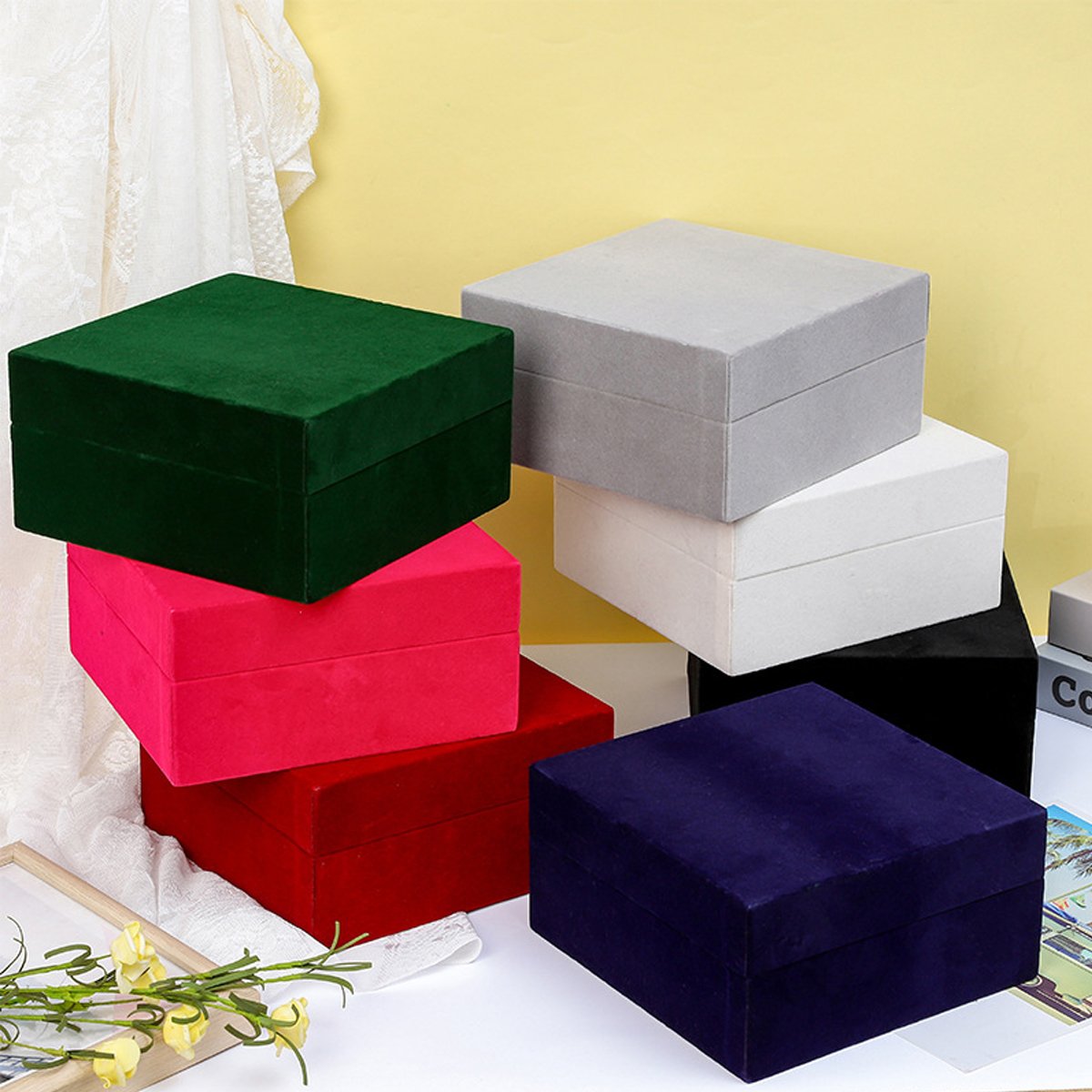 Velvet Wooden Gift Box Luxurious Multi-Colour Selection 1pc