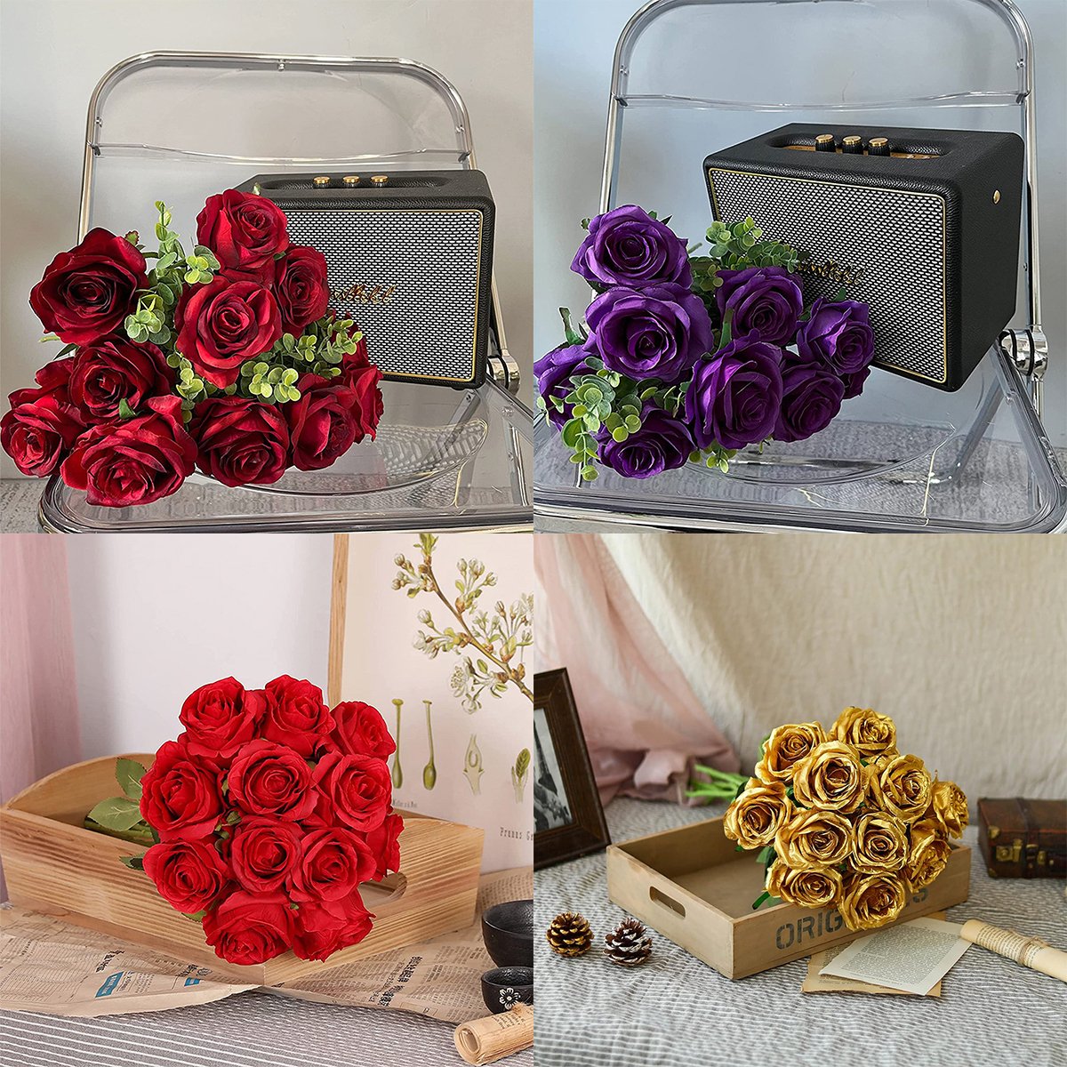 10pcs Artificial Silk Simulation Rose Flowers