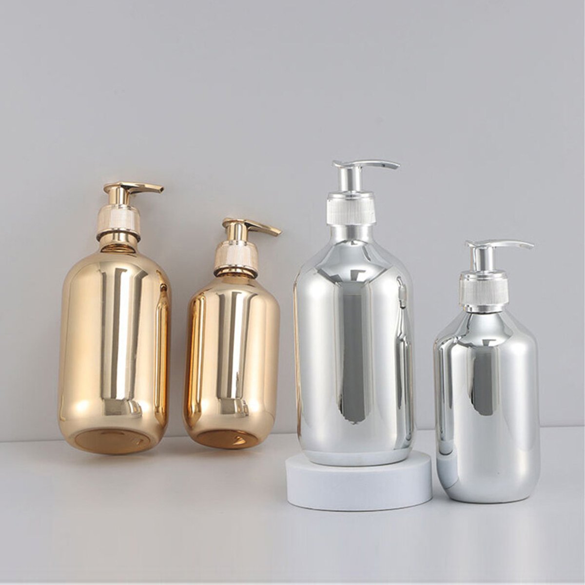 Pump Dispensing Bottle 5-Pack PET Silver and Gold 300ml/500ml