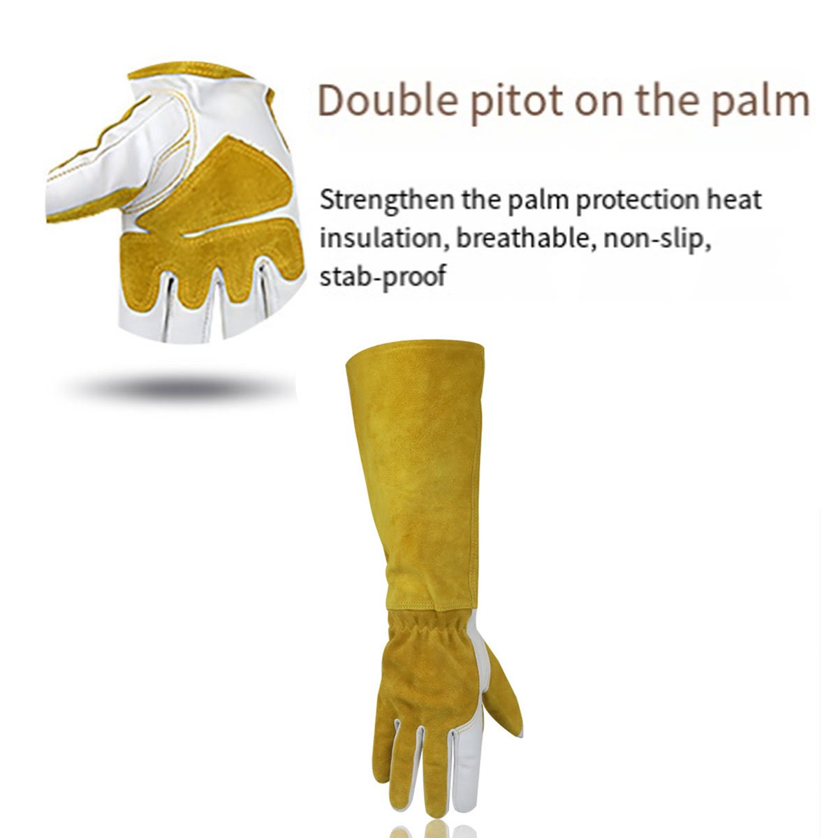 Heat Resistant Welding Gloves Long Heavy Duty Safety Work Gloves for Fireplace 1 Pair