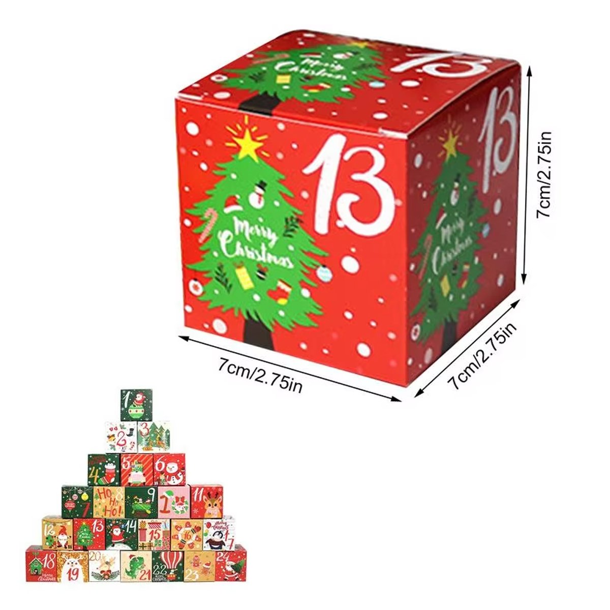 Countdown to Christmas with this festive set of 24 Christmas Candy Boxes! 