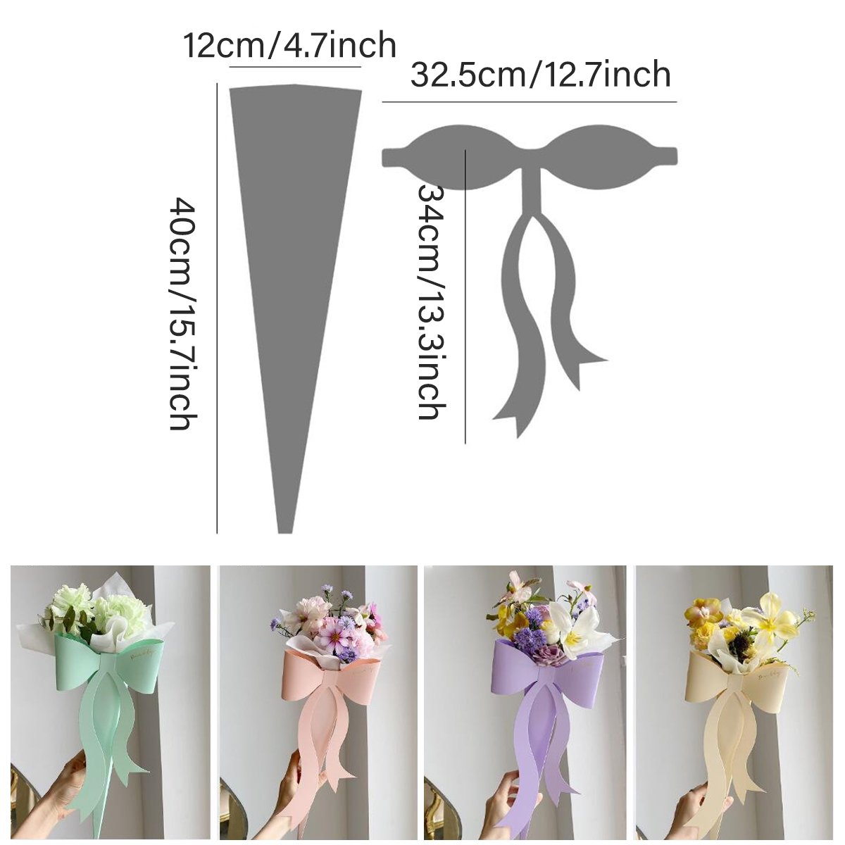 Bow Knot Flower Bouquet Boxes Durable Paperboard Elegant Floral Gift 10PCS