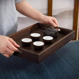 Japanese Style Bamboo Tea Tray Walnut Color Simple Household