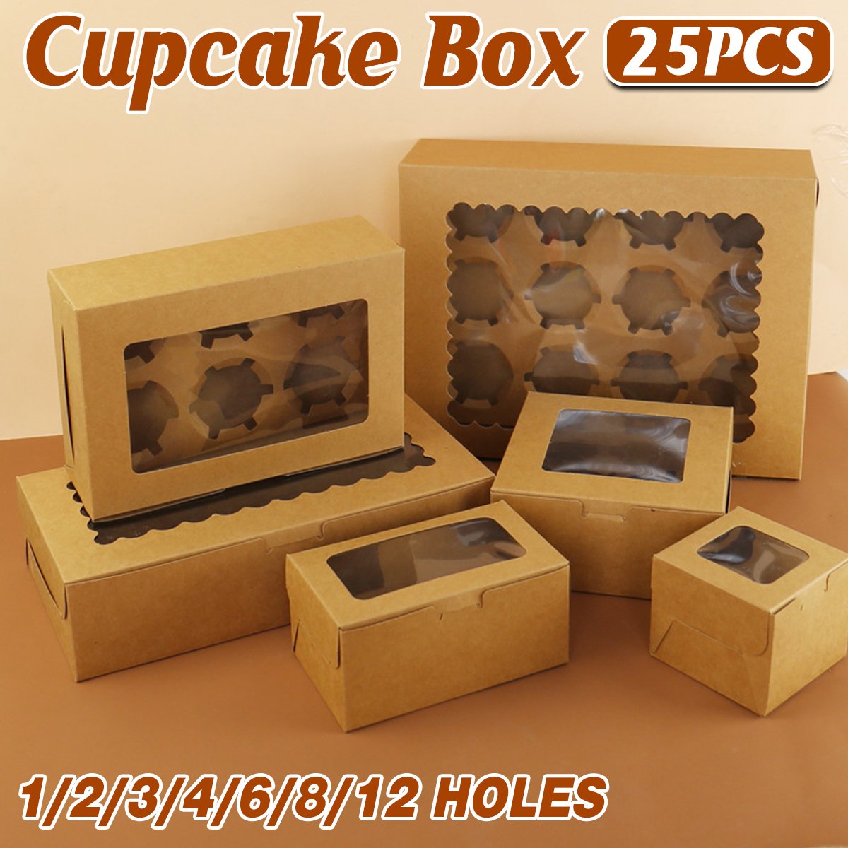 Kraft Paper Cupcake Box 25PCS