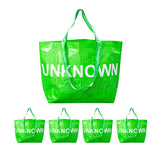 Waterproof Hand-Woven Durable Green Shopping Bags for Daily Use 5pcs