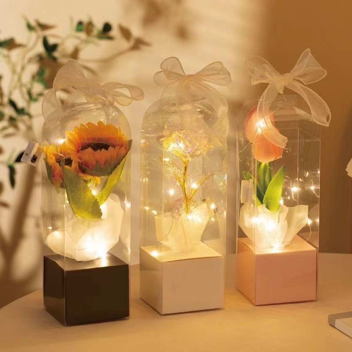 Clear PVC Flower Boxes Durable Portable Floral Gift Packaging 10PCS