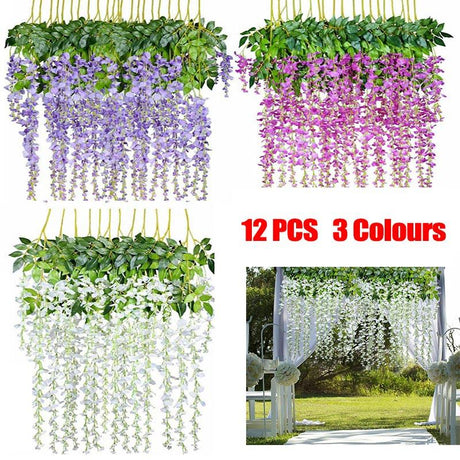 12PCS Artificial Silk Fake Flower Garland