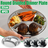 Stainless Steel Round Dinner Plates 4PCS