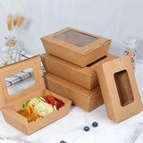 50pcs Kraft Paper Take Out Box Salad Fried Chicken Lunch Box with Open Window