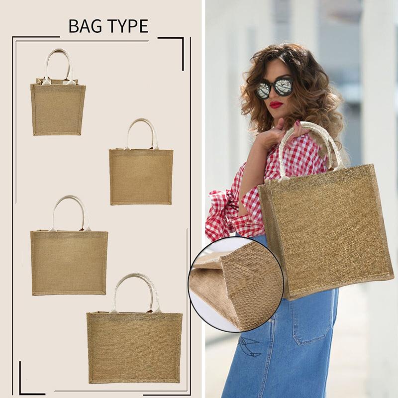 Unprinted Linen Handbag Good Product Companion Gift Linen Hemp Jute Shopping Bag