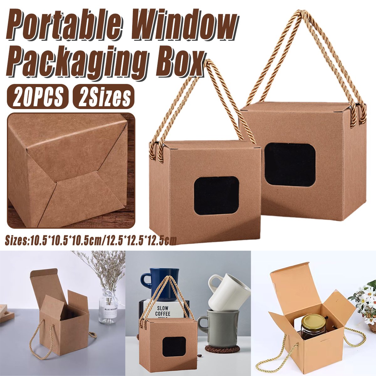 20PCS Kraft Paper Gift Boxes Party Packaging