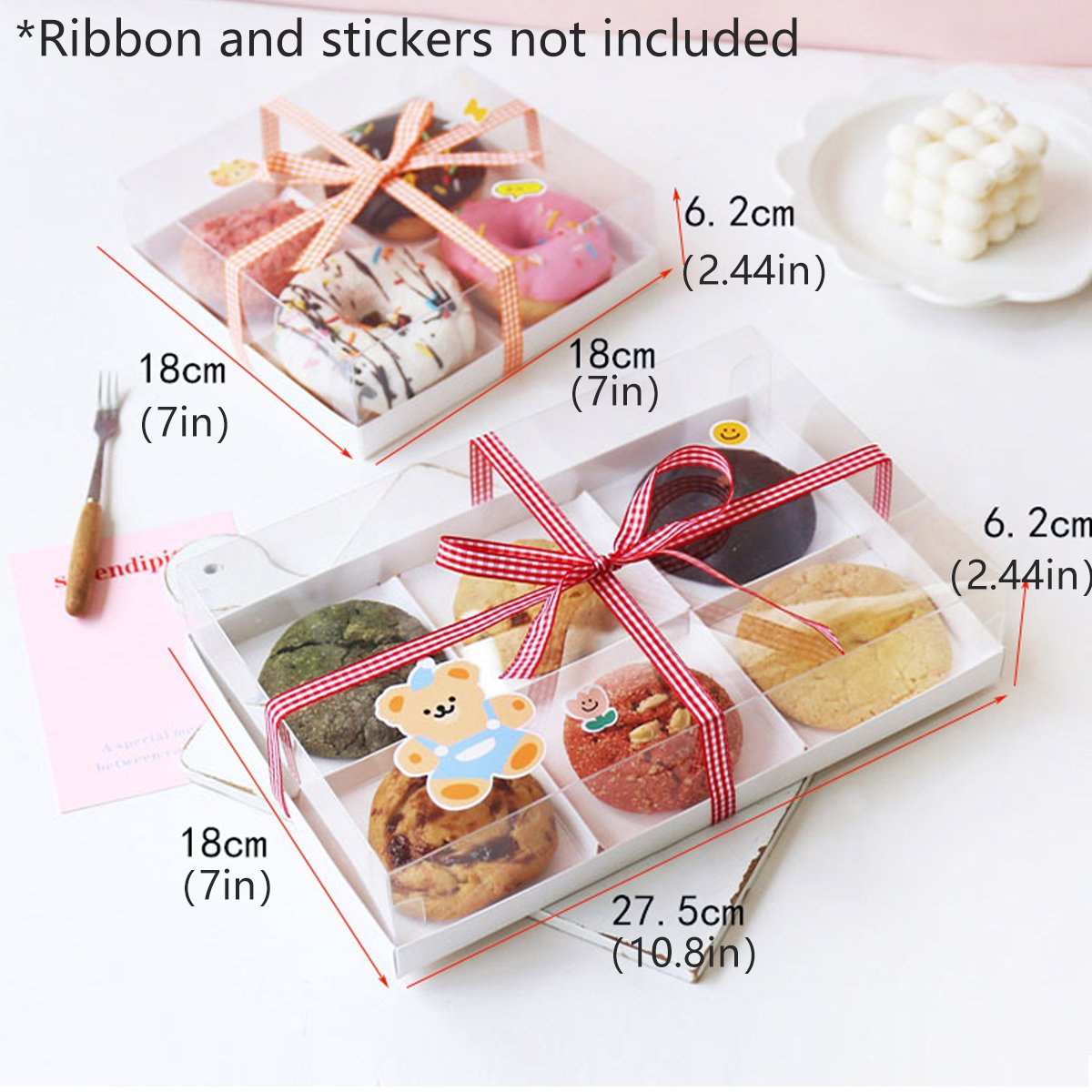 Pastry Packing Small Cake Box With Clear Lids For Donut Mousse Puffs 20pcs