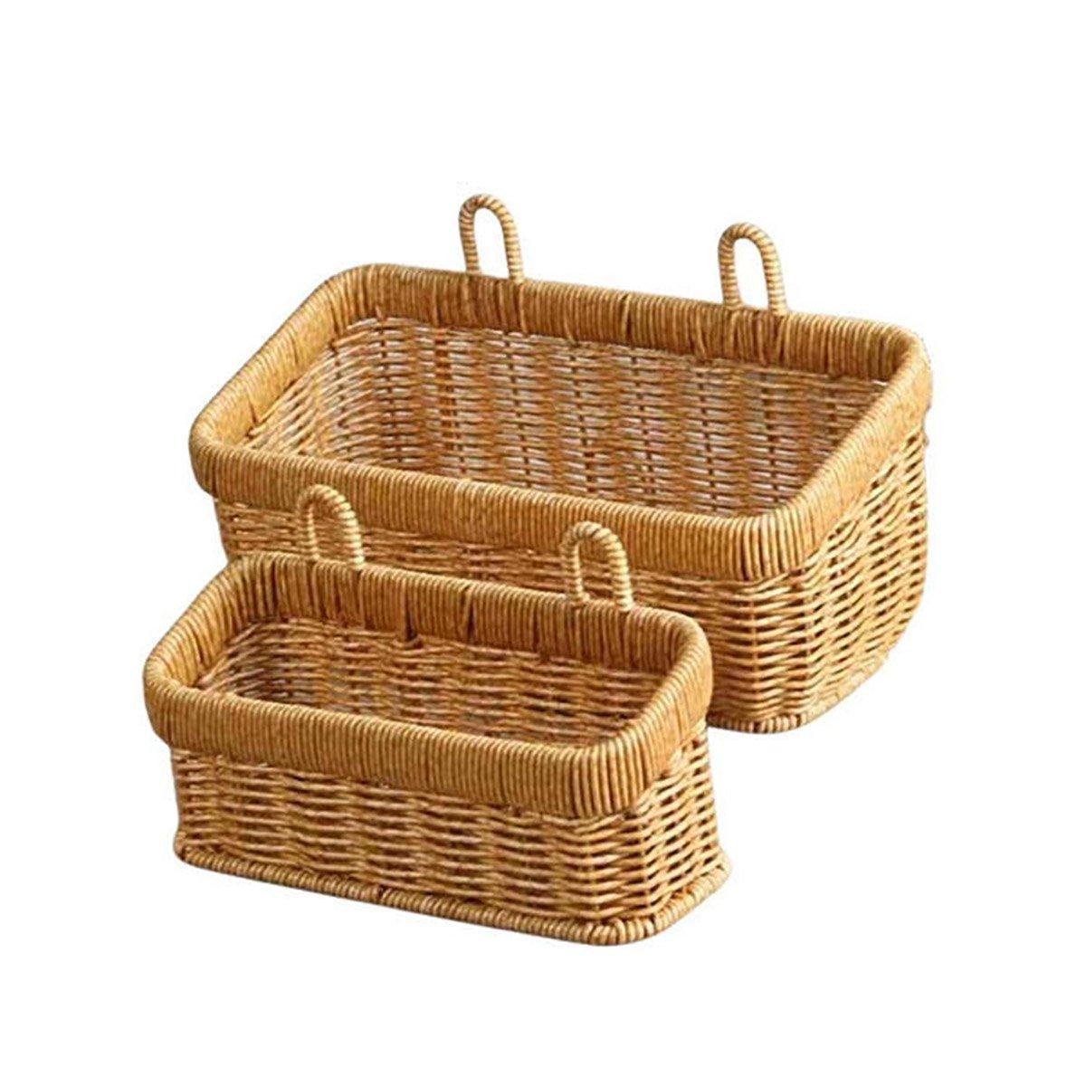 Wall-Mounted Rattan Style Storage Basket 1PC Small Size