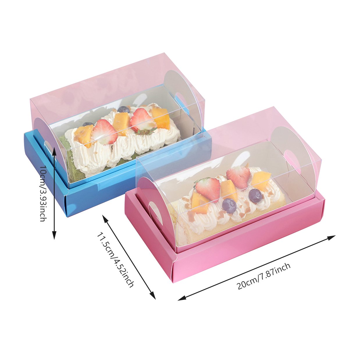 Cake Roll Boxes PET Plastic Swiss Roll Packaging 20PCS