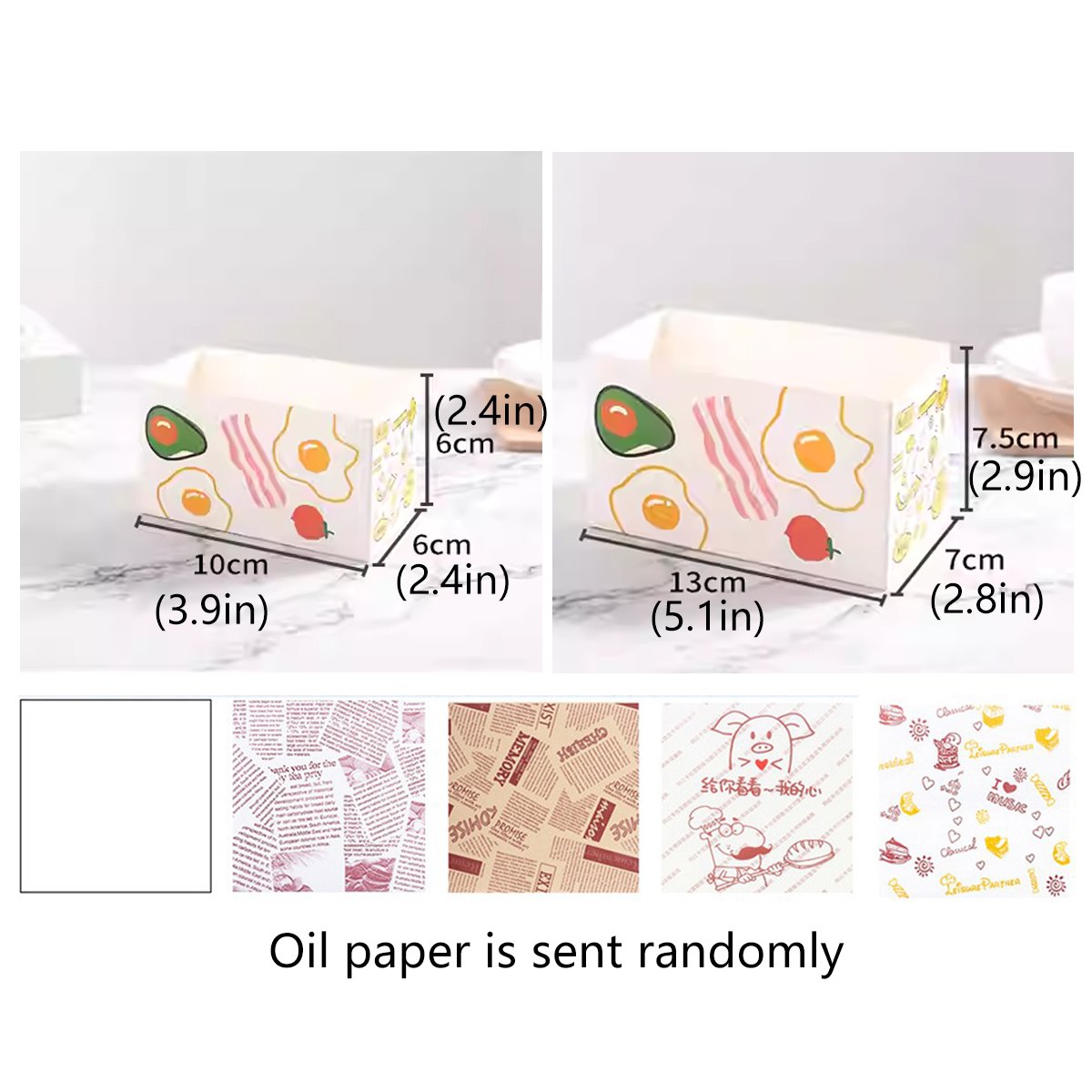 Paper Sandwich Boxes with Multicoloured Designs 100PCS