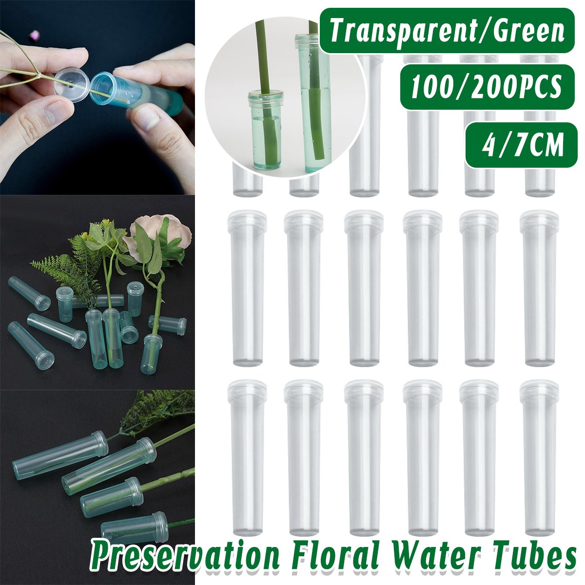 100/200PCS Flower Fresh Keeping Tube Floral Bouquet Nutrition Water Care Supply