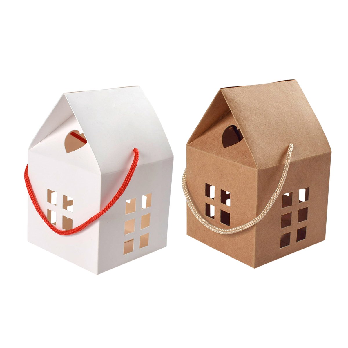 25pcs Small House Cookie Candy Box Portable Paper Gift Packing Box Party Favor