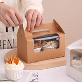 Food-Grade Cardboard Portable Cupcake Packaging Boxes with Window 25pcs