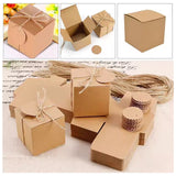 Rustic Kraft Paper Wedding Favour Gift Boxes with Jute String 100pcs